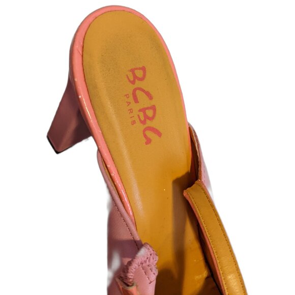 Vintage Y2K BCBG Pink Slingback Heels Square Toe Barbiecore Shoes Chunky Heel 8 - Picture 8 of 16